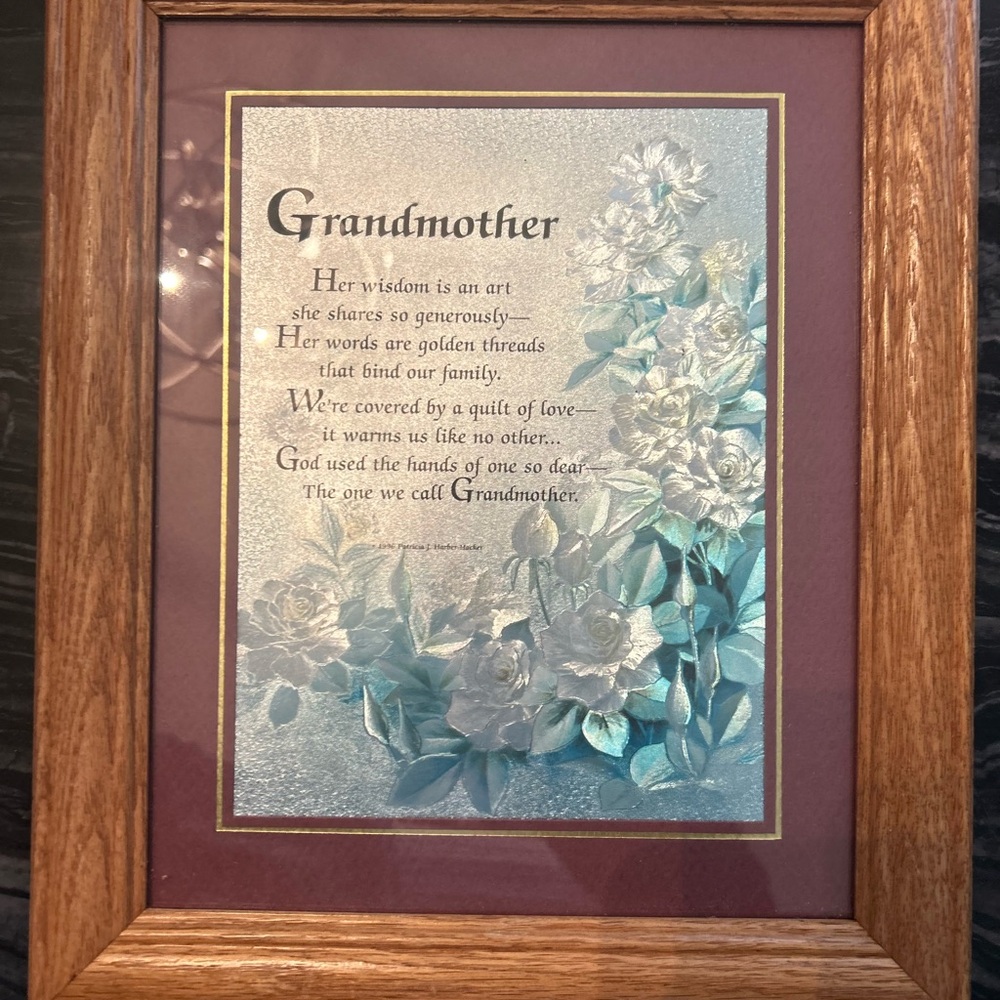 Vintage Grandmother Floral Art Print in Wooden Frame